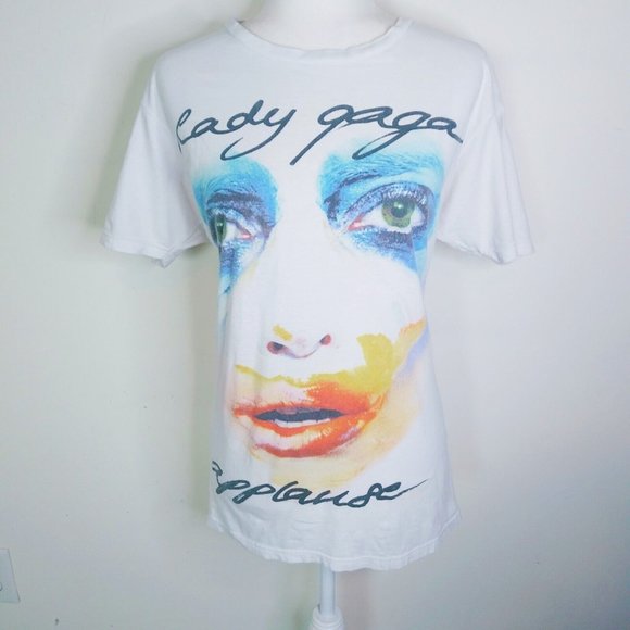 OPTIMA VINTAGE LADY GAGA Applause Tour Las Vegas Graphic White T-Shirt Size L - Picture 3 of 6